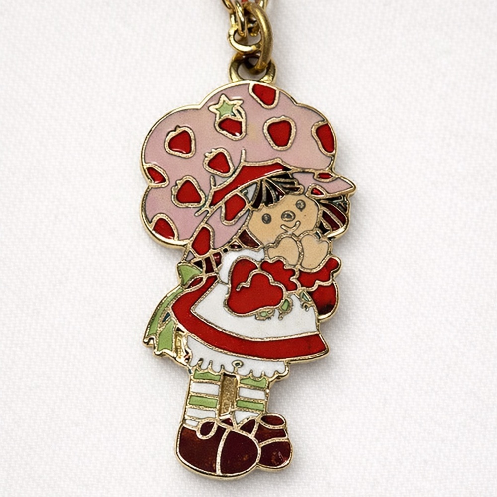 American Greetings Enamel Strawberry Shortcake‎ Charm Necklace 1980 OS